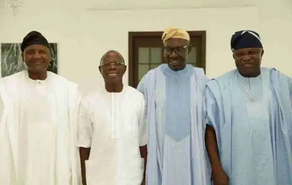 Oshiomhole, Dangote, Obaseki & Ambode At The Burial Of Justice Otutu Obaseki (Photos)